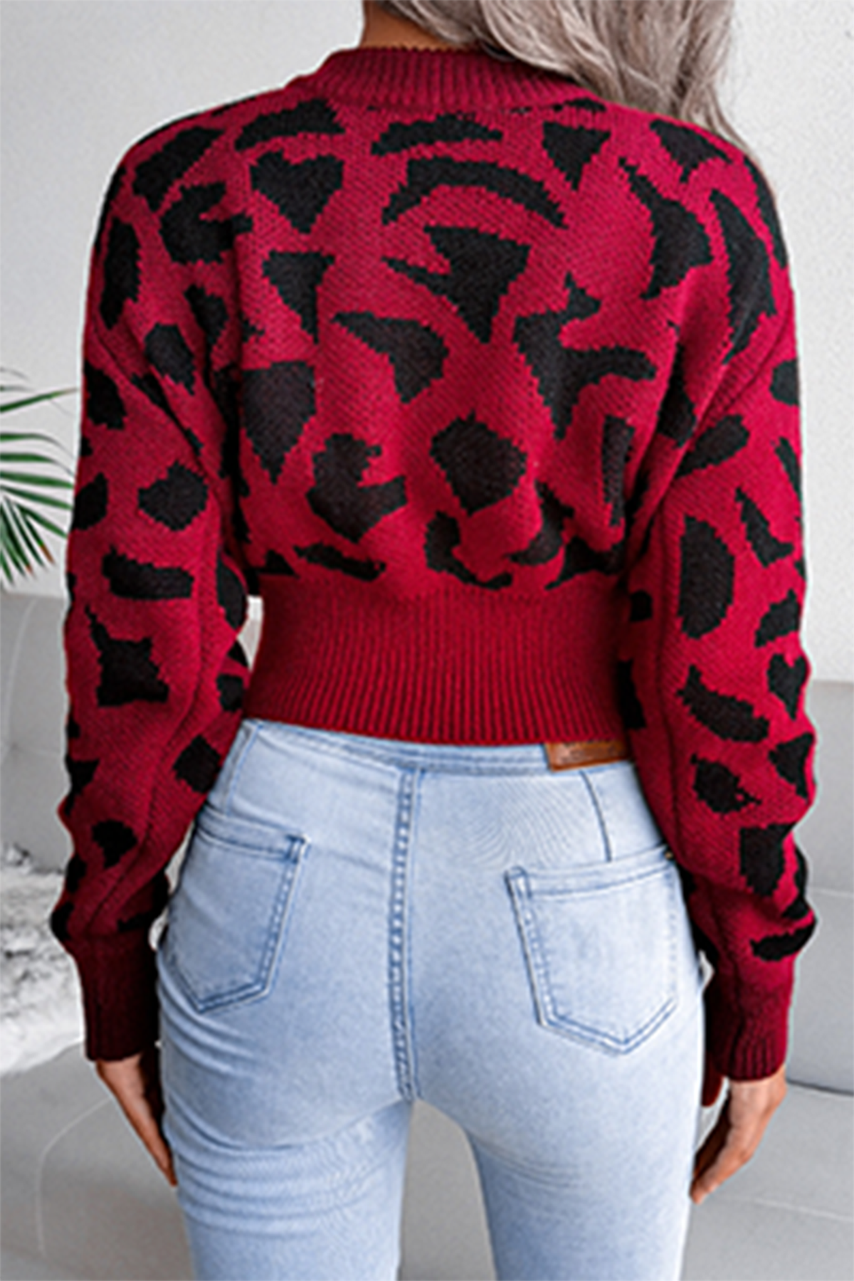 Casual Print Split Joint Contrast O Neck Tops