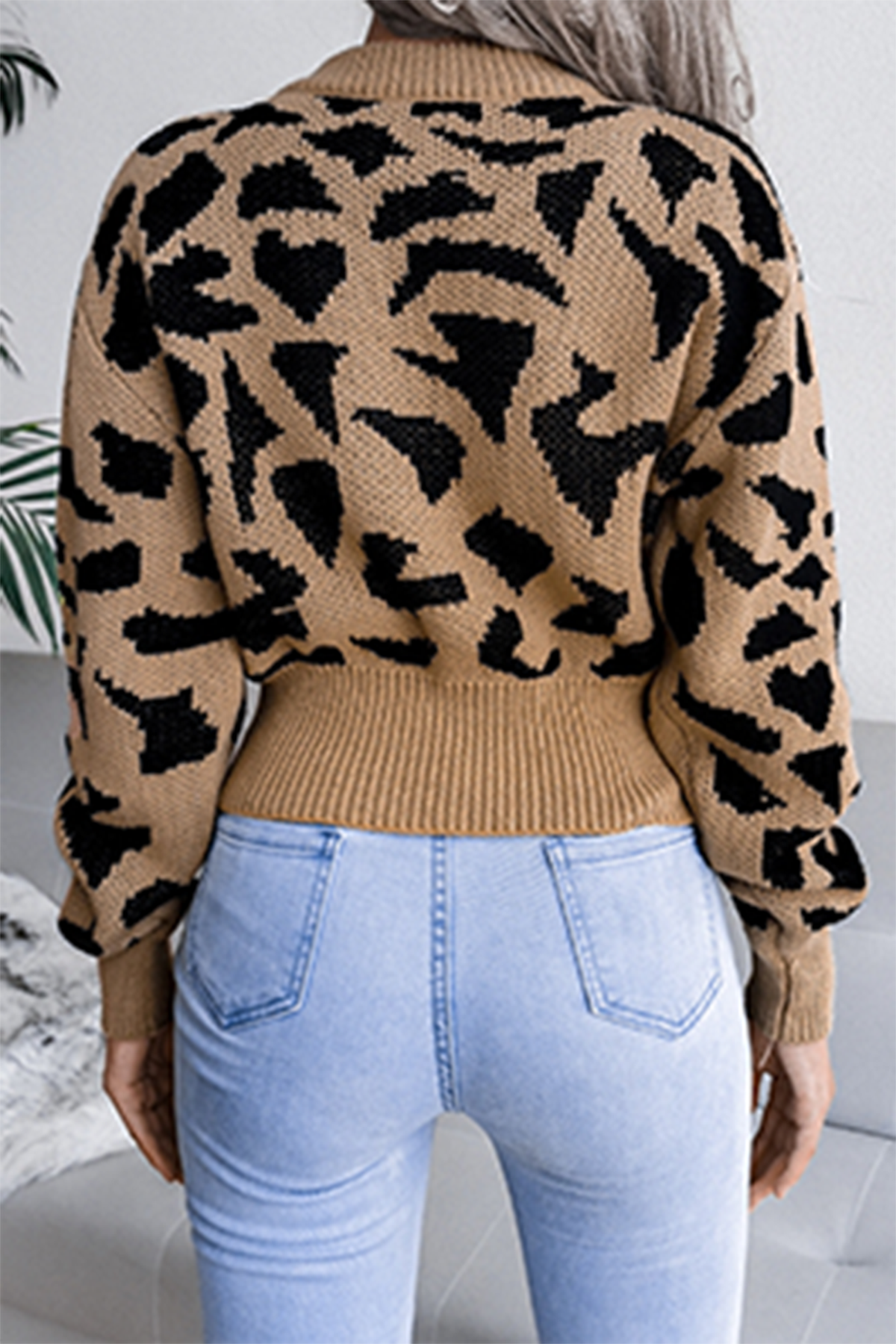 Casual Print Split Joint Contrast O Neck Tops