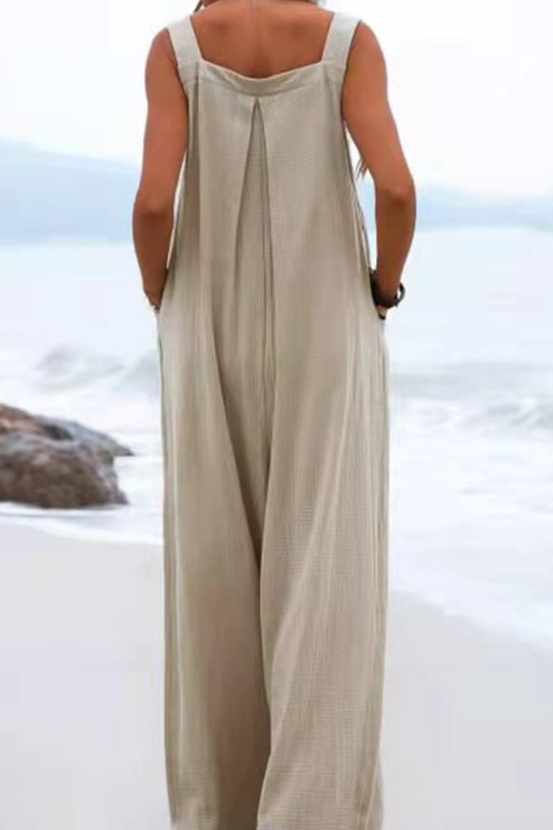 Casual Solid Split Joint Square Collar Loose Jumpsuits(13 Colors)