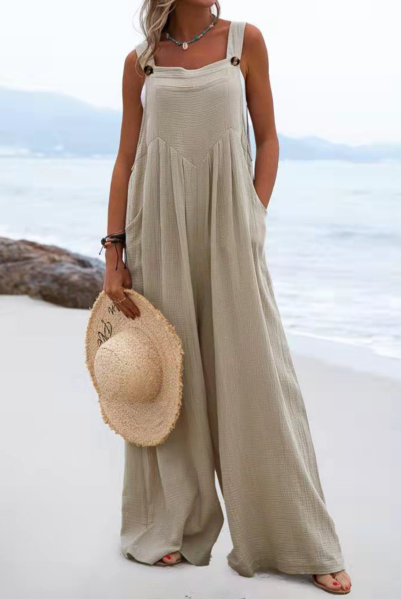 Casual Solid Split Joint Square Collar Loose Jumpsuits(13 Colors)