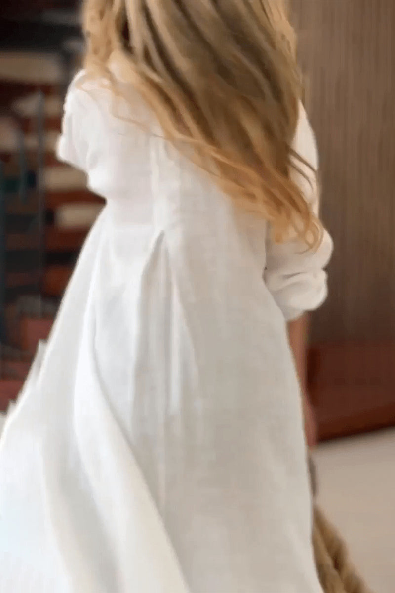 Elegant Solid Asymmetrical Solid Color Shirt Collar Tops