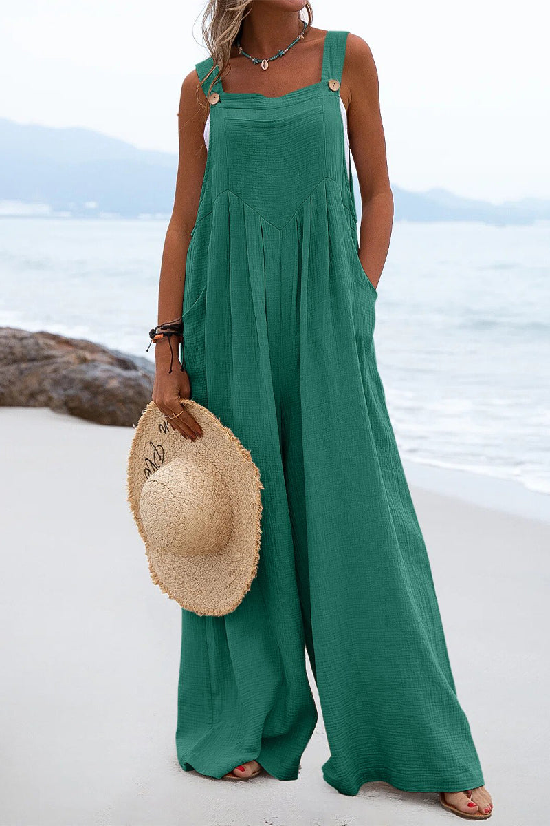 Casual Solid Split Joint Square Collar Loose Jumpsuits(13 Colors)