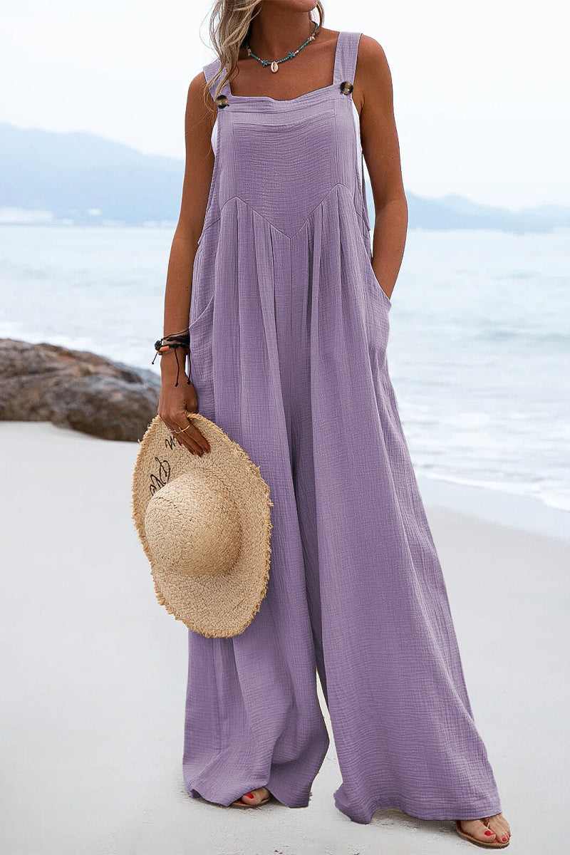 Casual Solid Split Joint Square Collar Loose Jumpsuits(13 Colors)