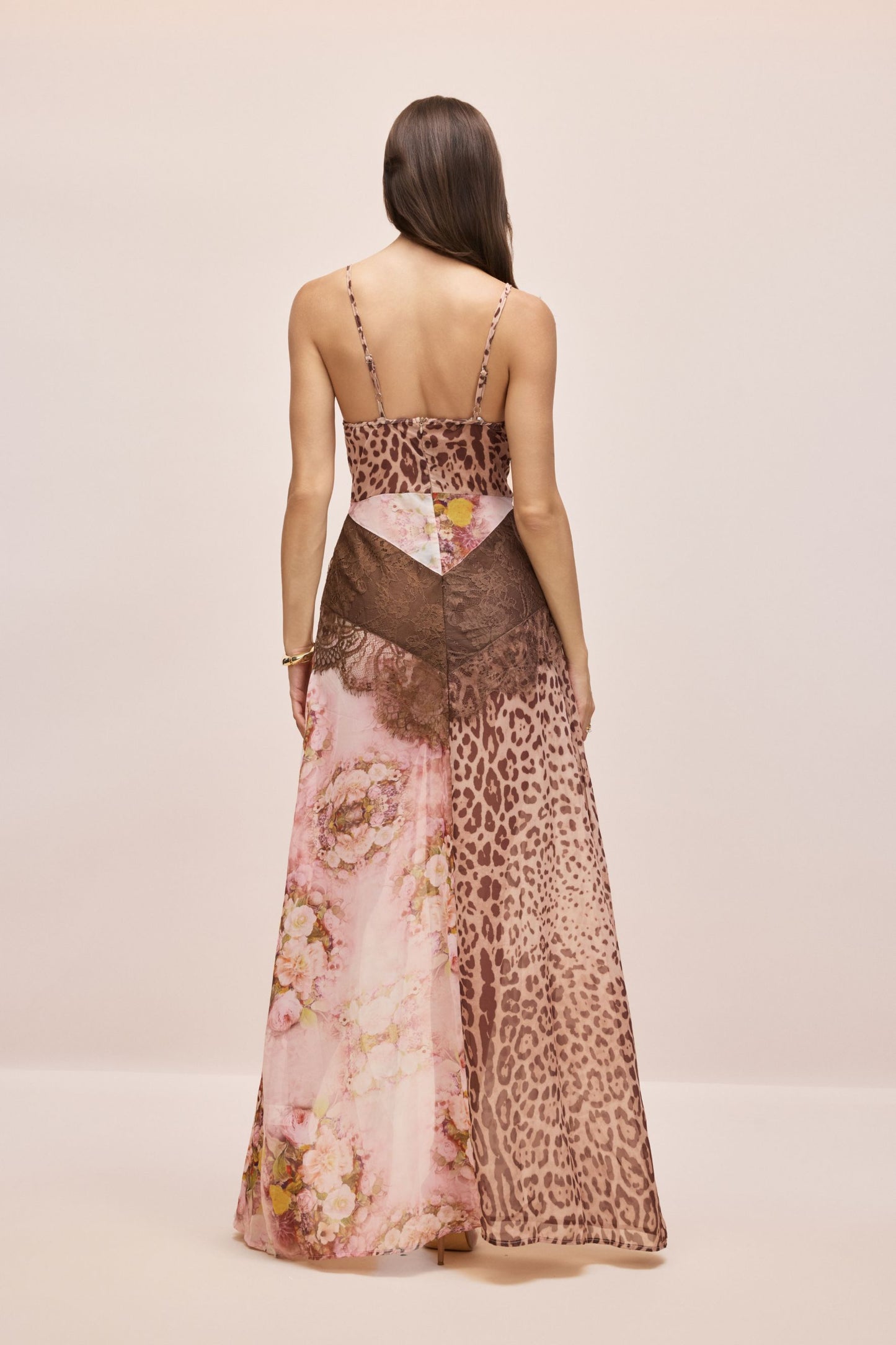 Jeanne Leopard Print Lace Trim Maxi Dress