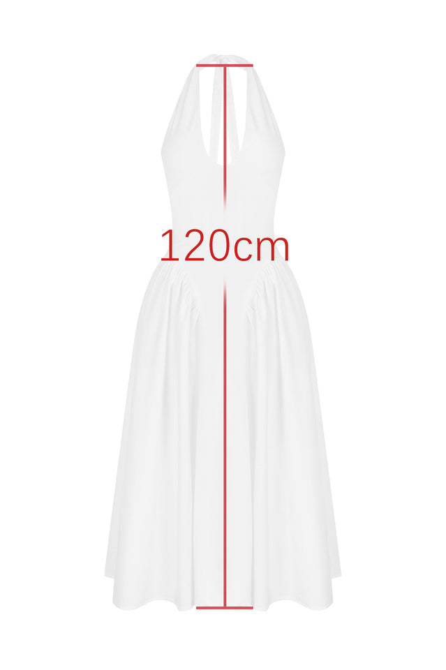 Marilyn White Cotton Halter Midi Sundress