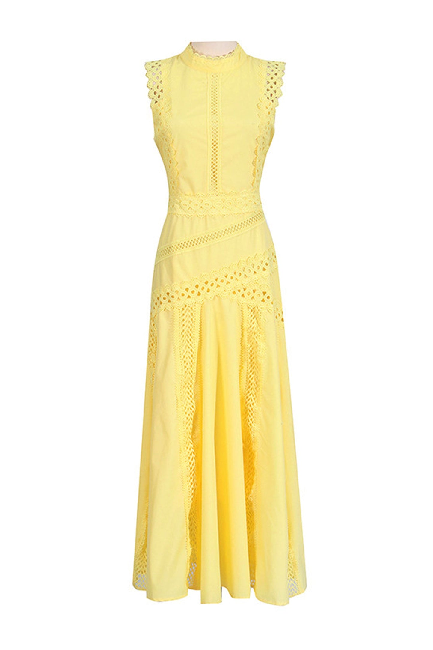 Susanna Yellow Sleeveless Lace Dress