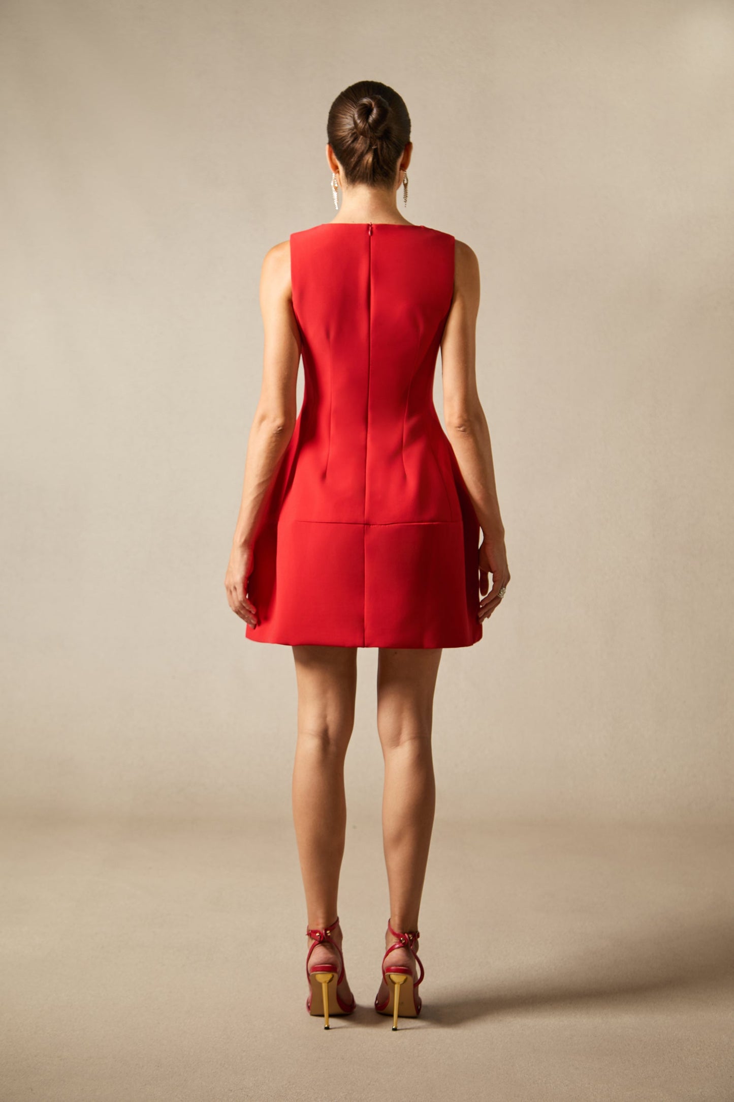 Bertina Floral Applique V-Neck Mini Dress