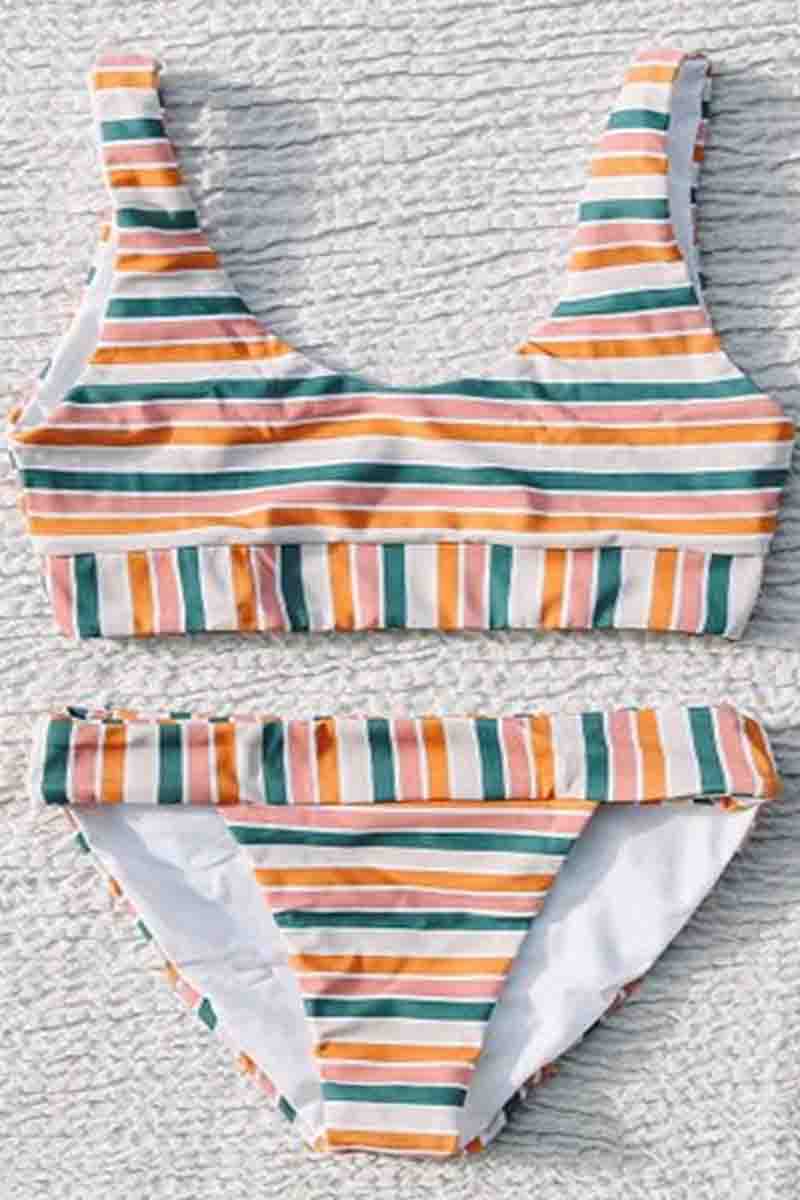 Rainbow Striped Two pieces Swimsuit