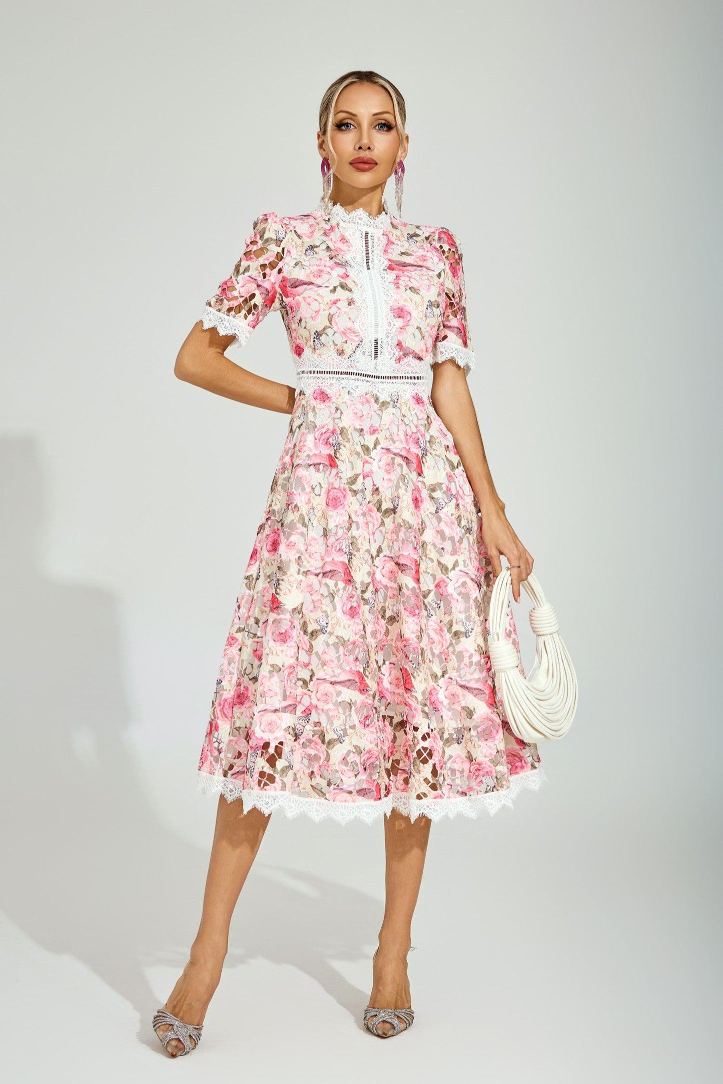 Adair Floral Lace Midi Dress