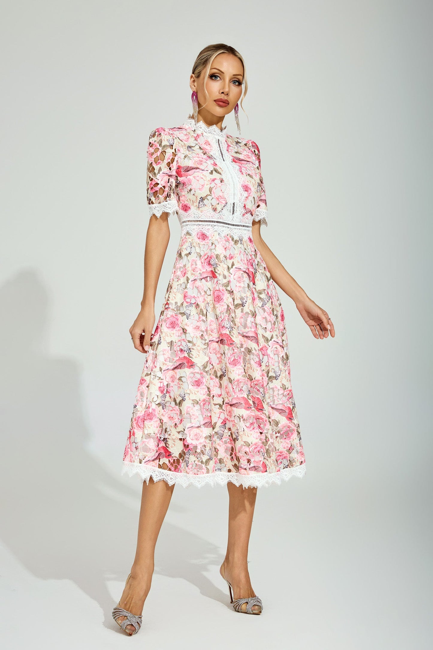 Adair Floral Lace Midi Dress