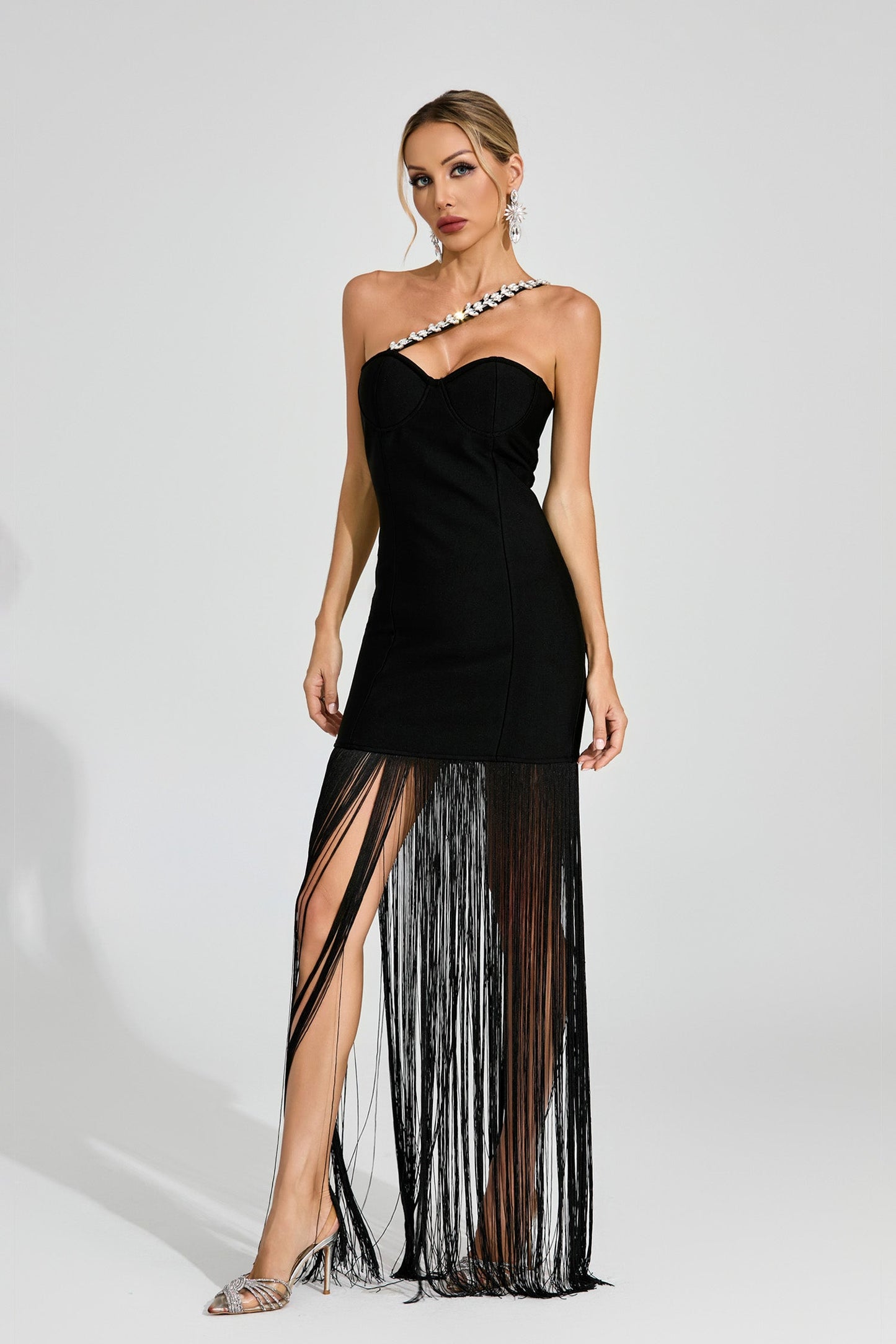 Austin Black One Shoulder Fringe Dress