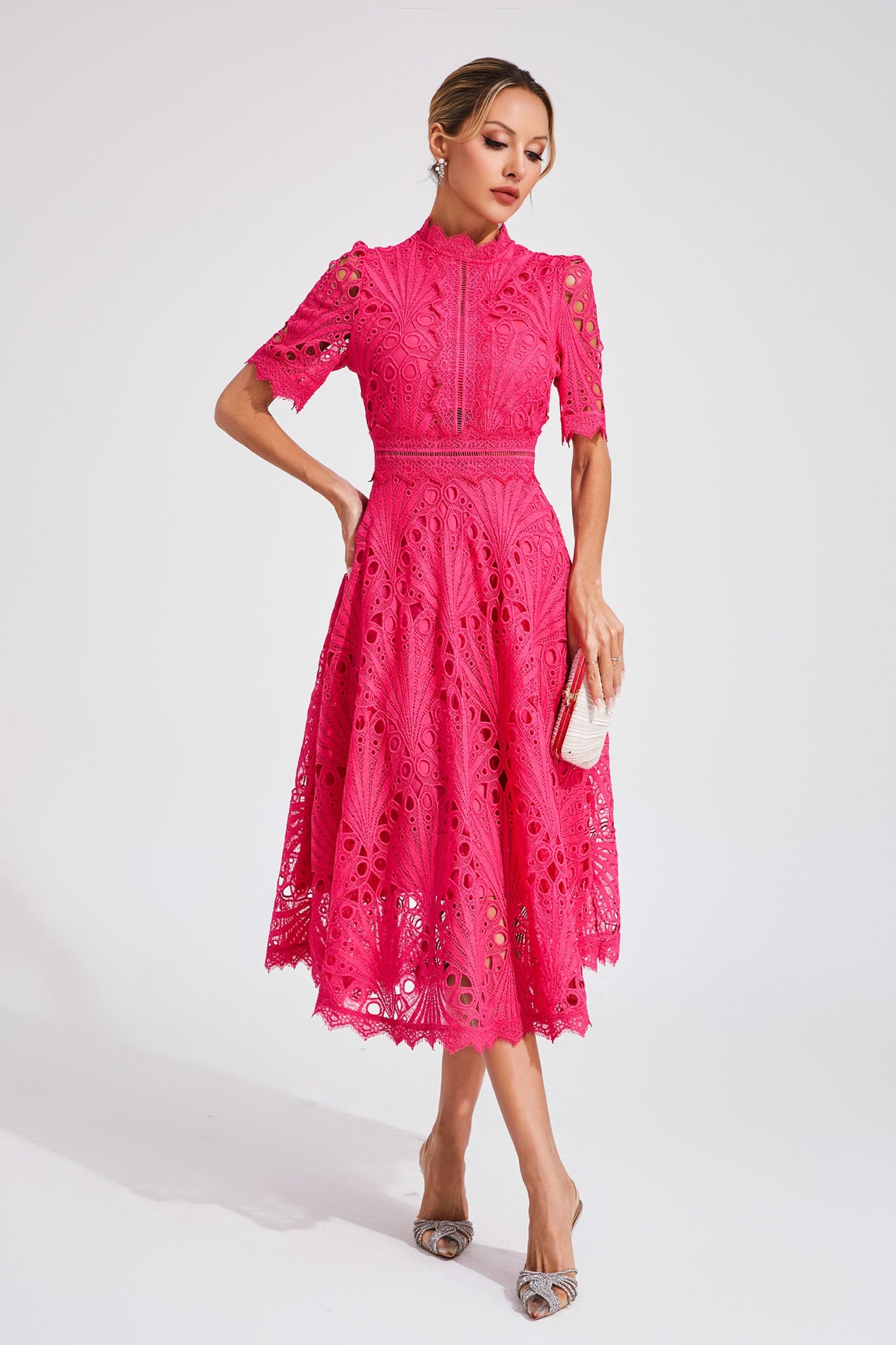 Freeman Rose Red Cut Out Midi Dress