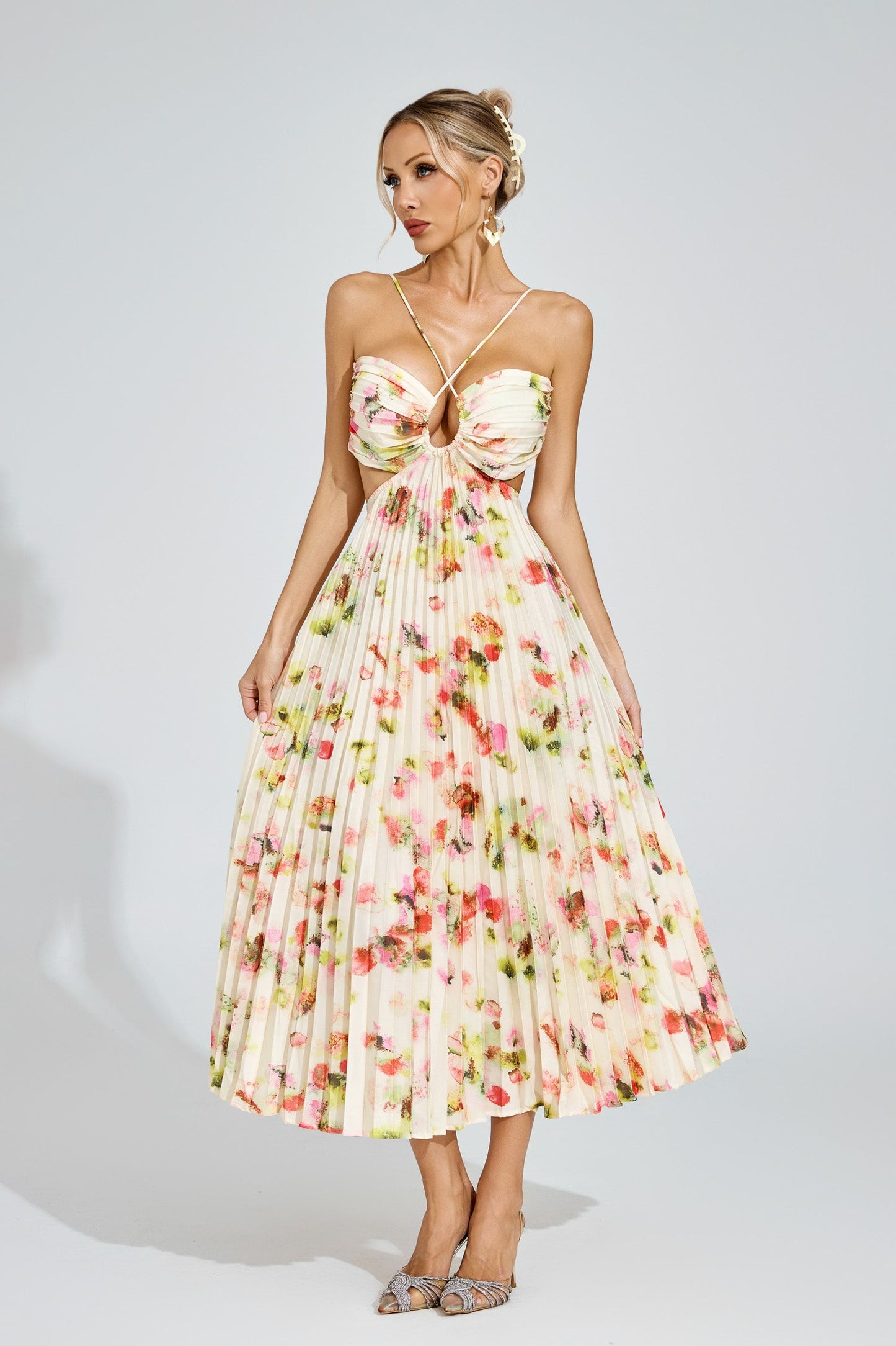 Graham Floral Pleated Maxi Dress