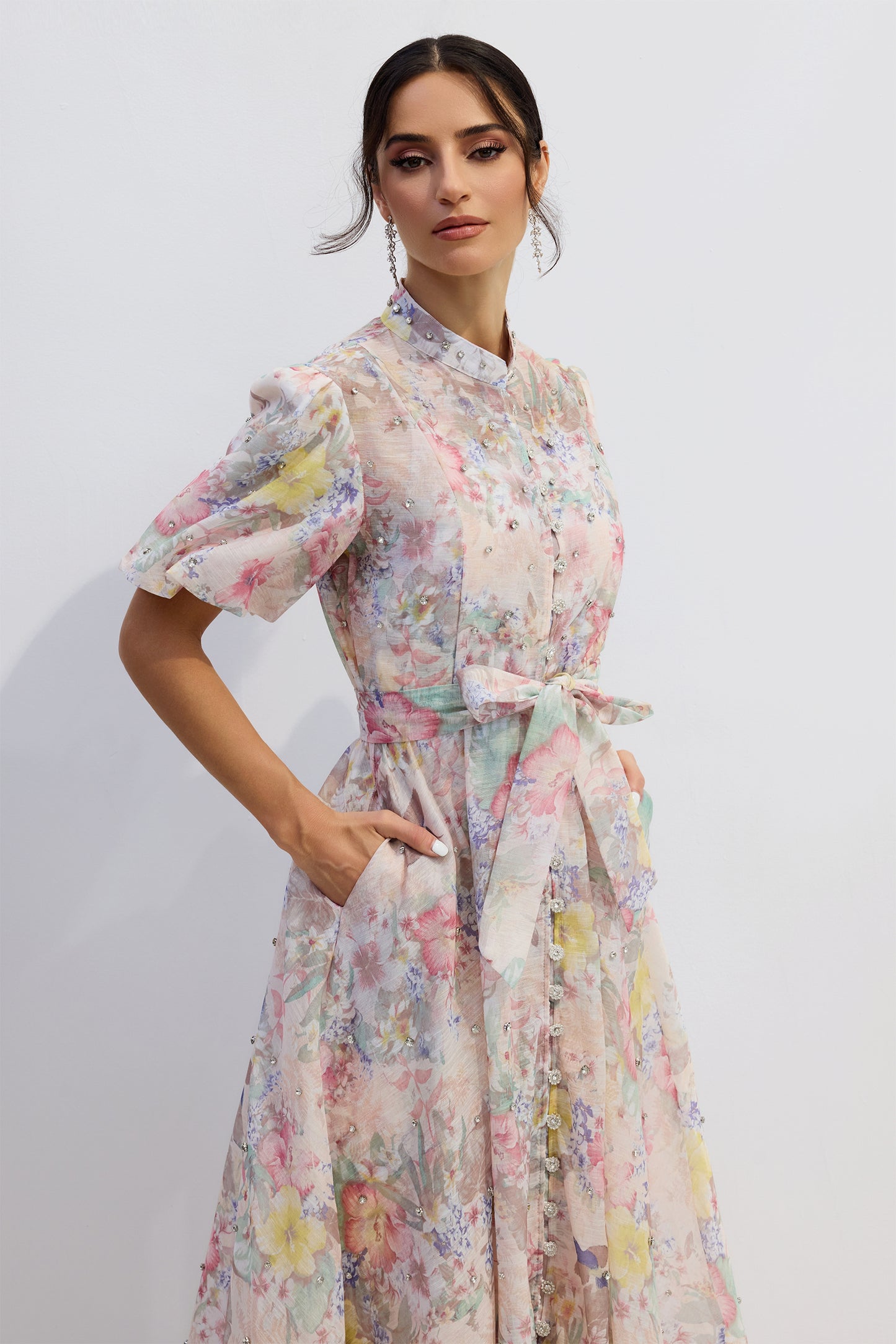 Anne Floral Print Puff Sleeve Maxi Dress