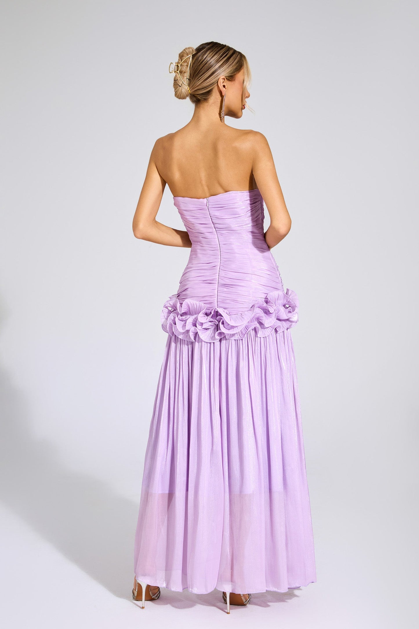 Michelson Purple Off Shoulder Ruffled Dress