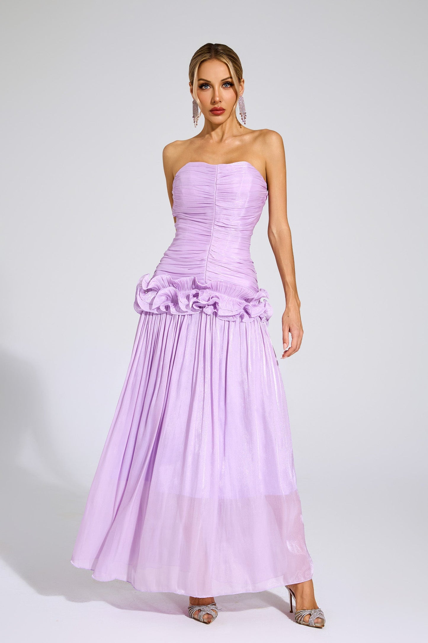 Michelson Purple Off Shoulder Ruffled Dress