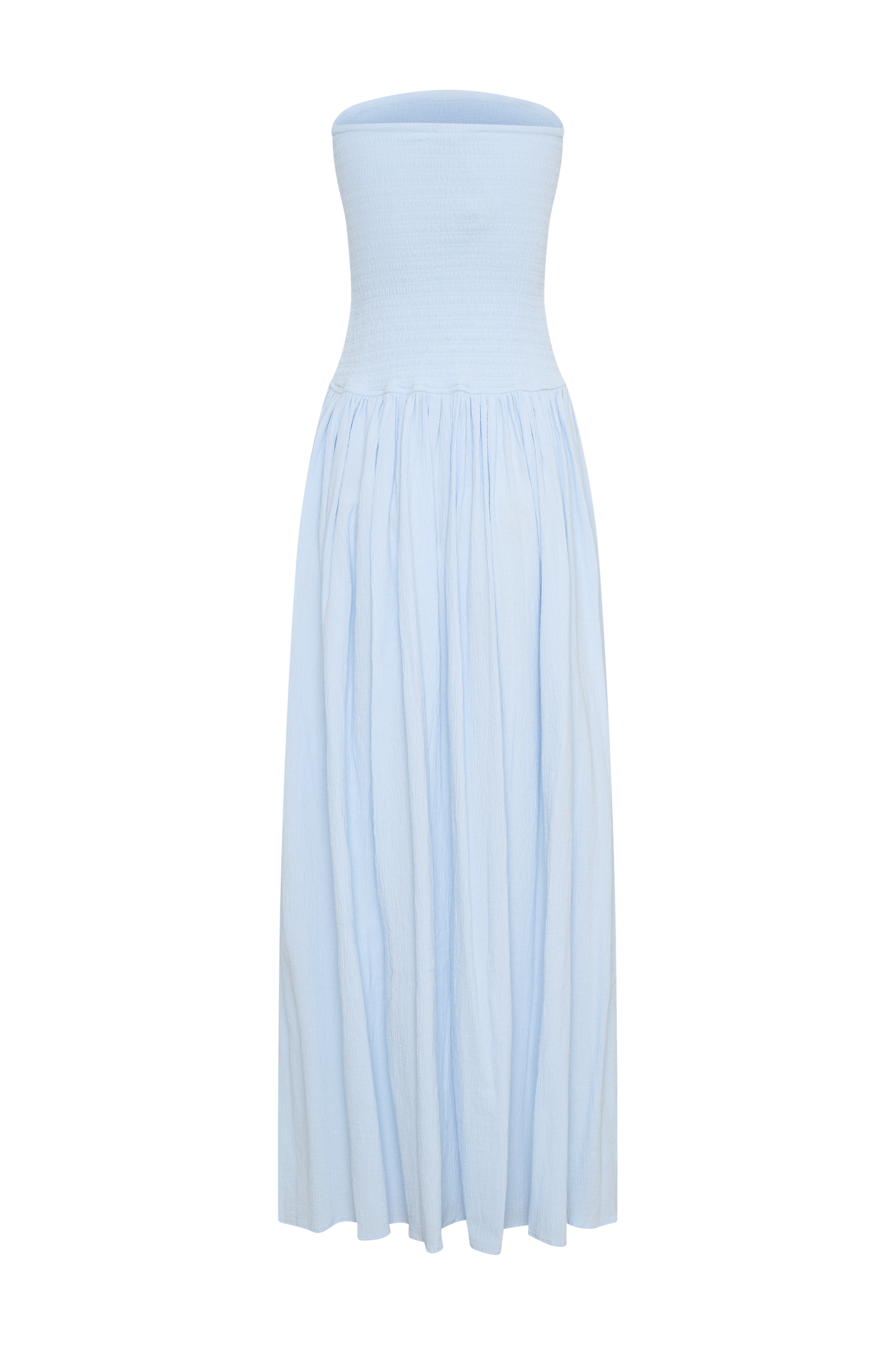 Solid Smocking Strapless Maxi Dress
