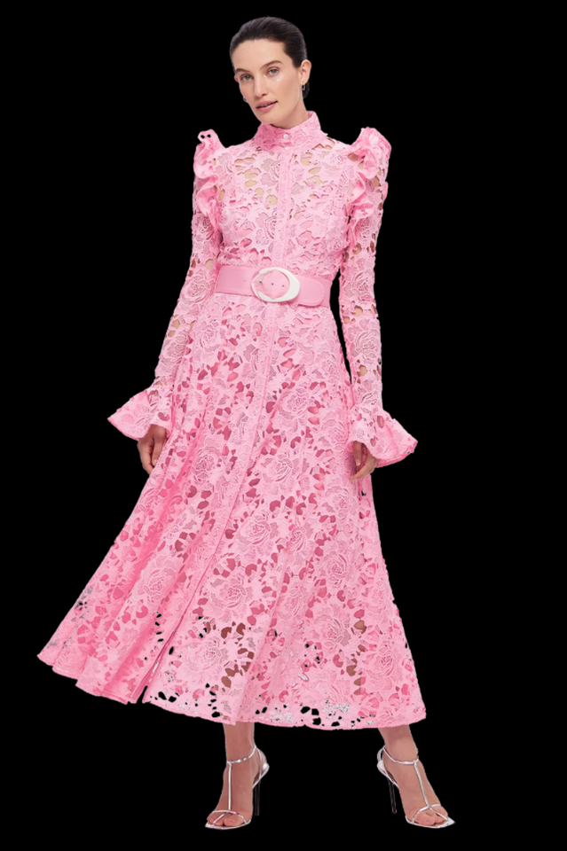 Aliyah Lace Butterfly Sleeve Midi Dress