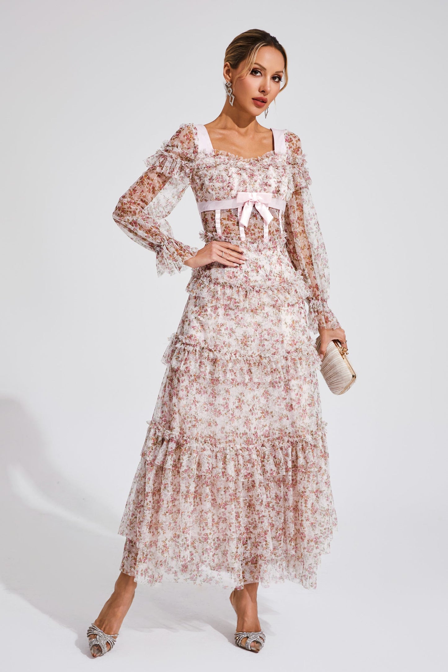 Wilde Pink Floral Long Sleeve Dress