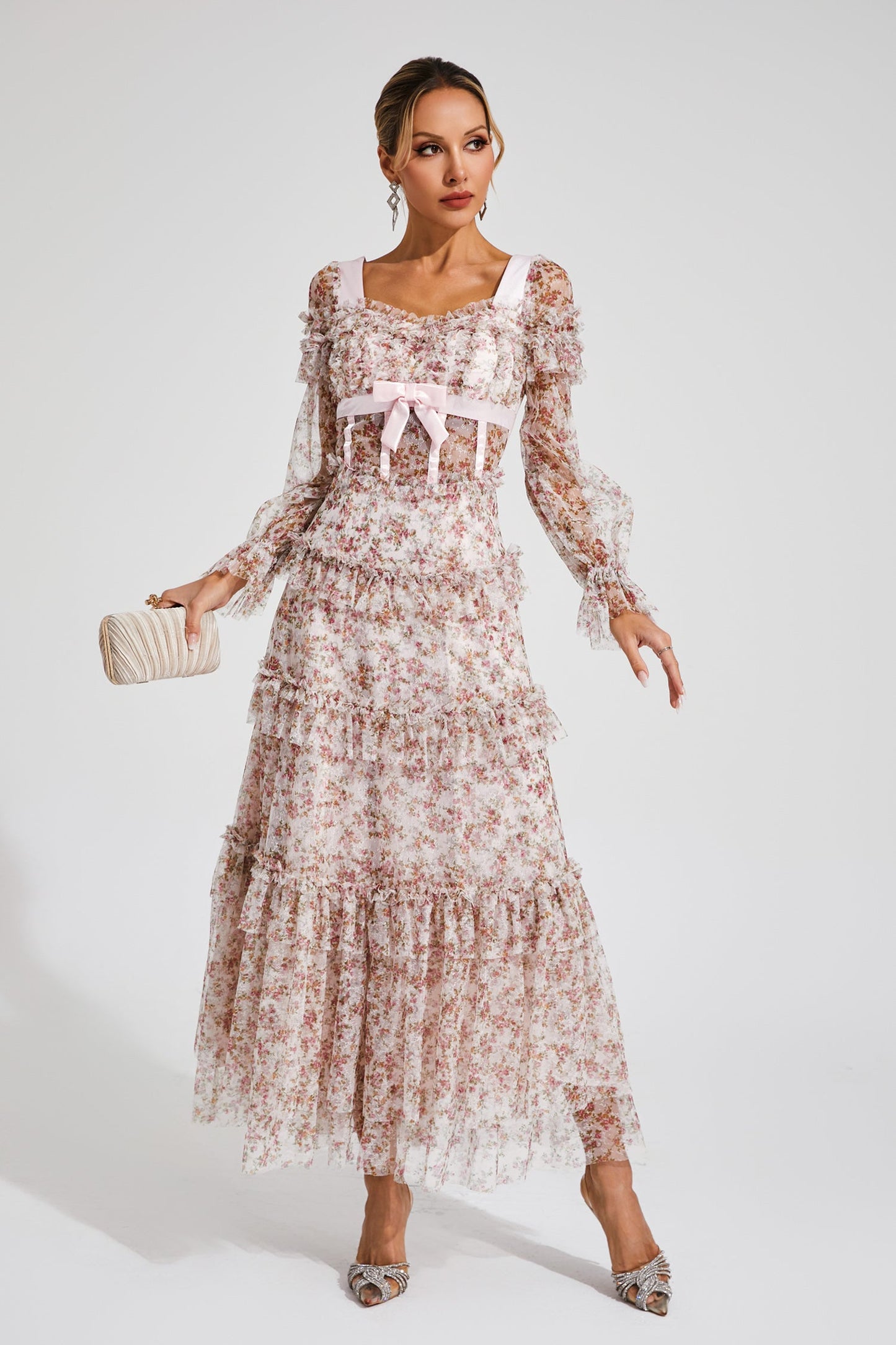Wilde Pink Floral Long Sleeve Dress