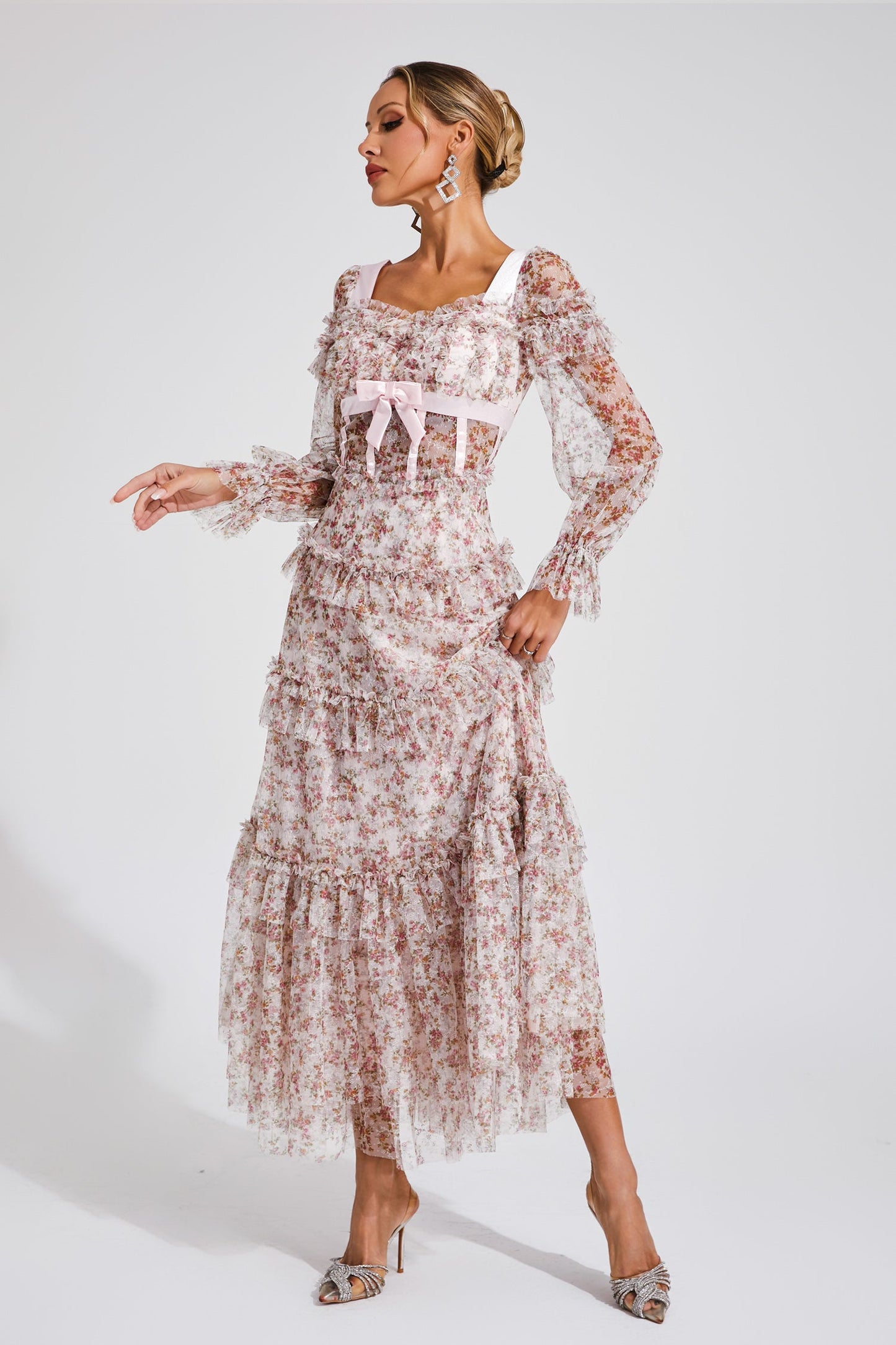 Wilde Pink Floral Long Sleeve Dress
