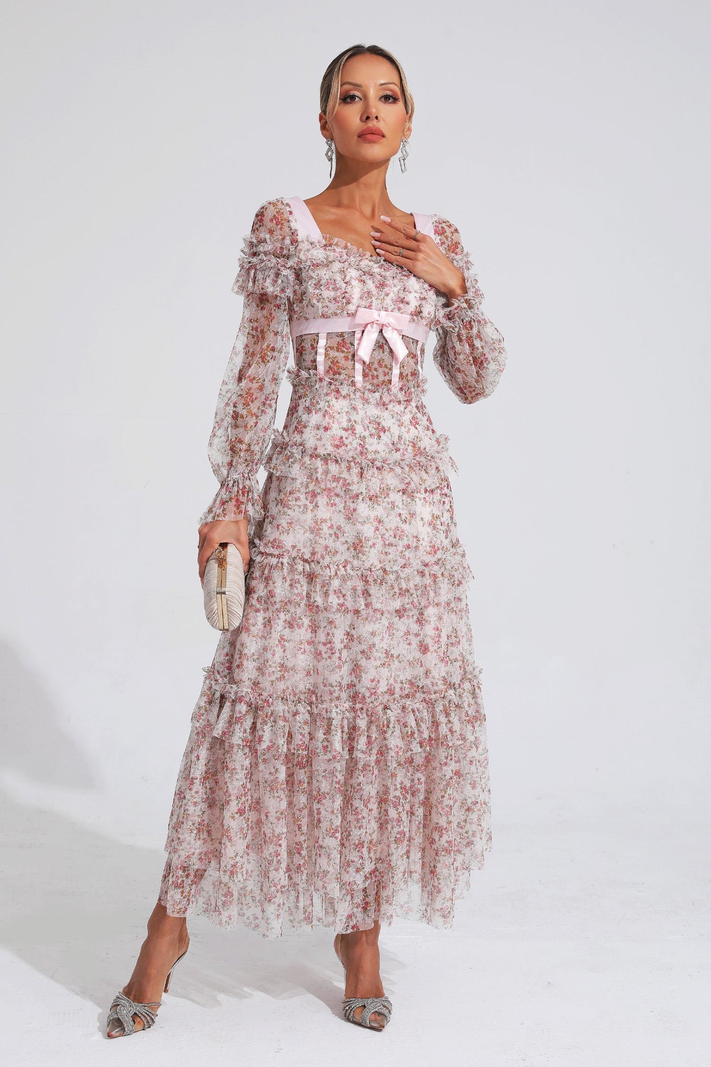 Wilde Pink Floral Long Sleeve Dress