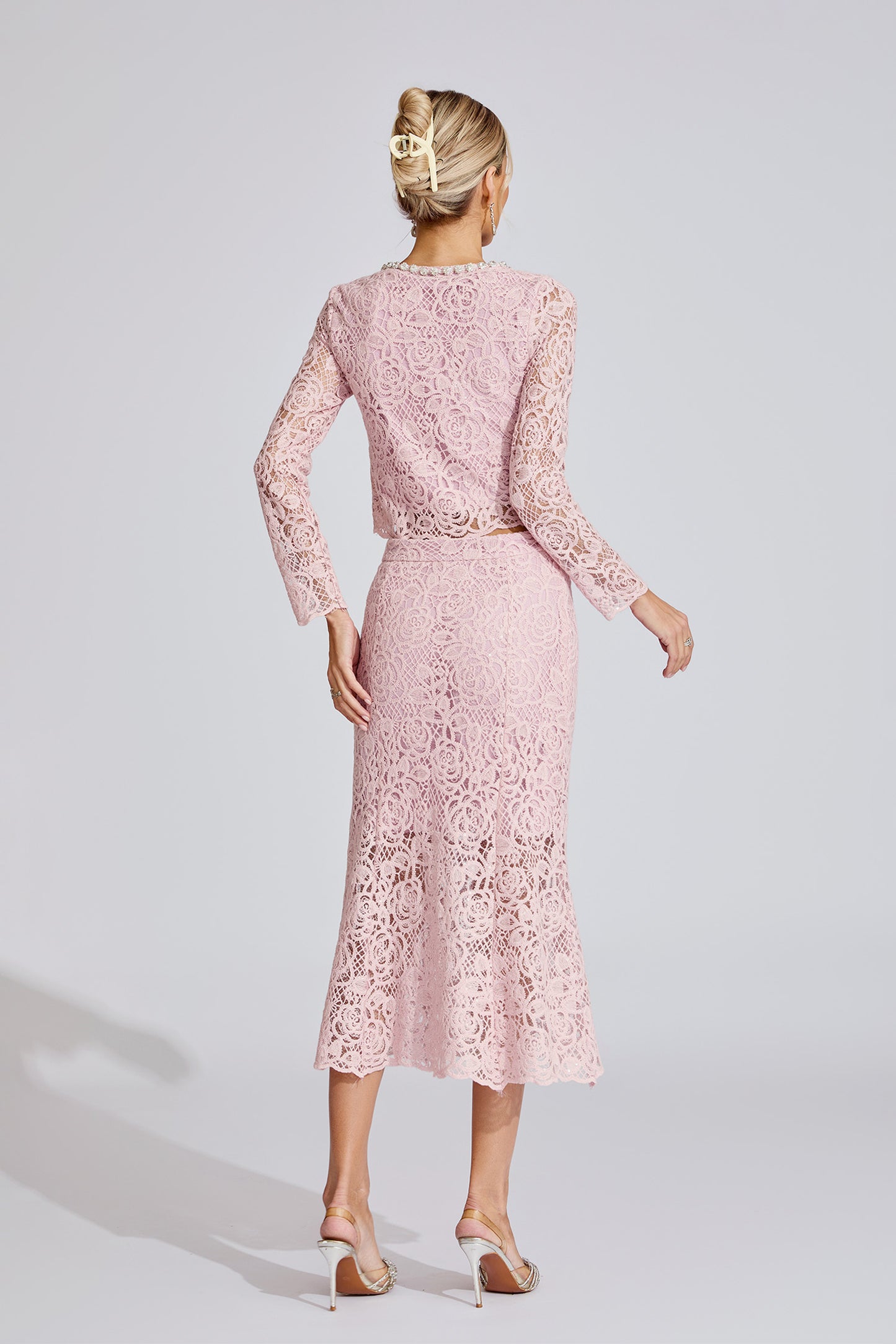 Joy Pink Diamond Embroidered Two-Piece Set
