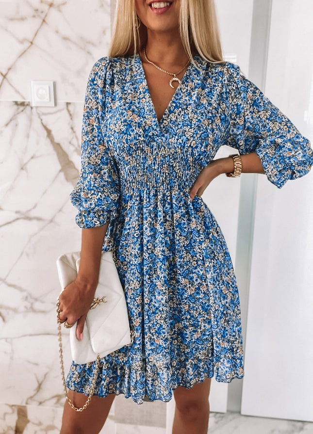 Floral V neck Casual Half sleeve Dress