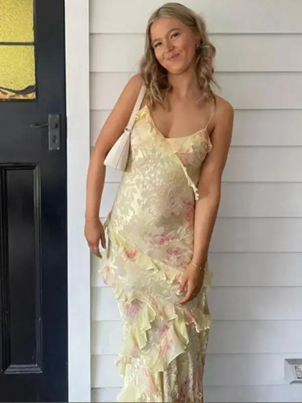 Holiday wavy edge suspender dress