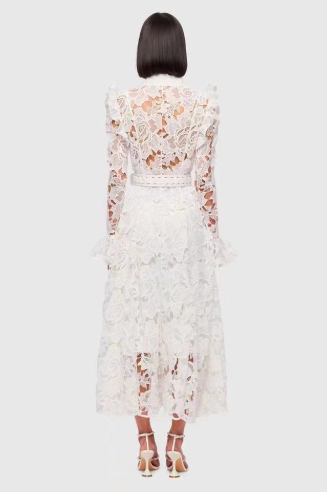 Aliyah Lace Butterfly Sleeve Midi Dress