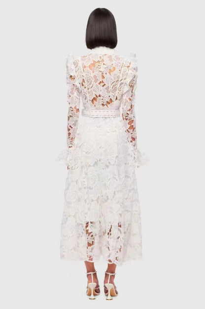 Aliyah Lace Butterfly Sleeve Midi Dress