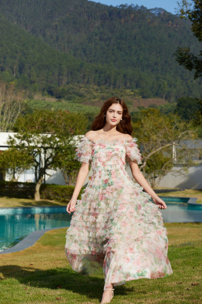 Nola Ruched Floral Maxi Dress