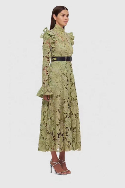 Aliyah Lace Butterfly Sleeve Midi Dress