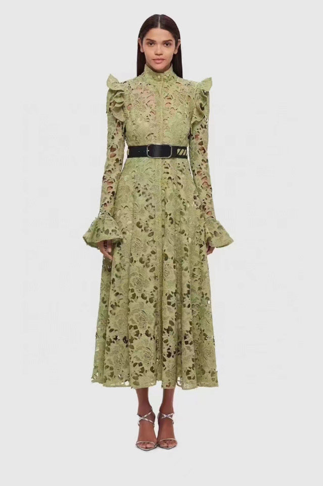 Aliyah Lace Butterfly Sleeve Midi Dress