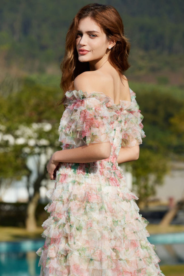 Nola Ruched Floral Maxi Dress