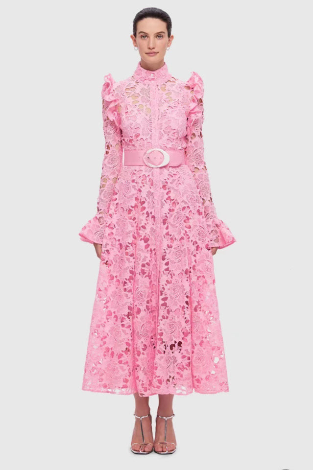 Aliyah Lace Butterfly Sleeve Midi Dress