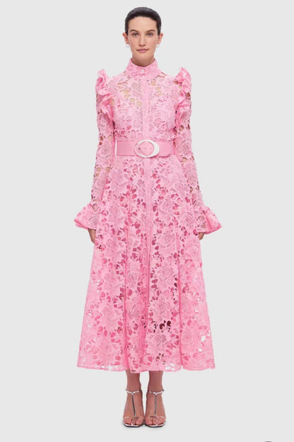 Aliyah Lace Butterfly Sleeve Midi Dress