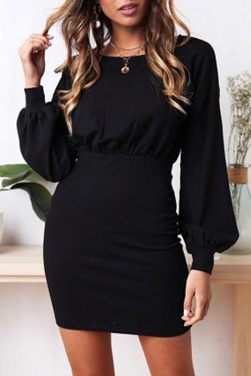 Hubble-bubble Sleeves Mini Dress