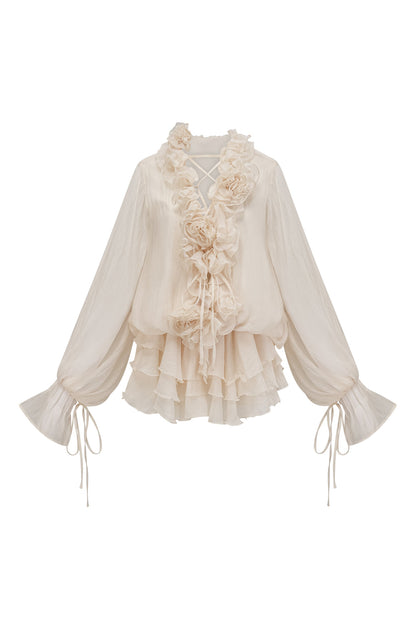 Olive Puff Sleeve Tiered Mini Dress