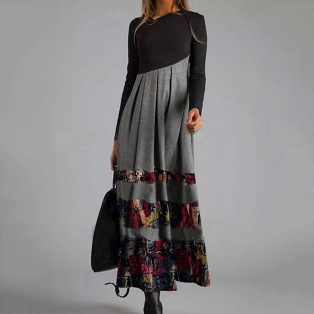 Abstract Long Sleeve Maxi Dresses