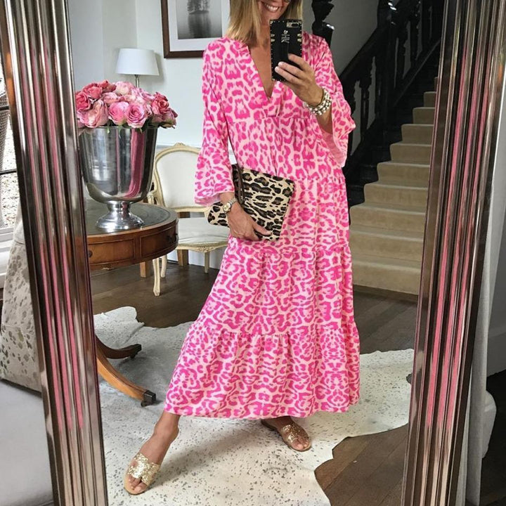 Pink Chic Leopard Print Maxi Dress
