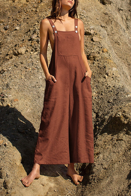 LINEN Pocket Front Overalls