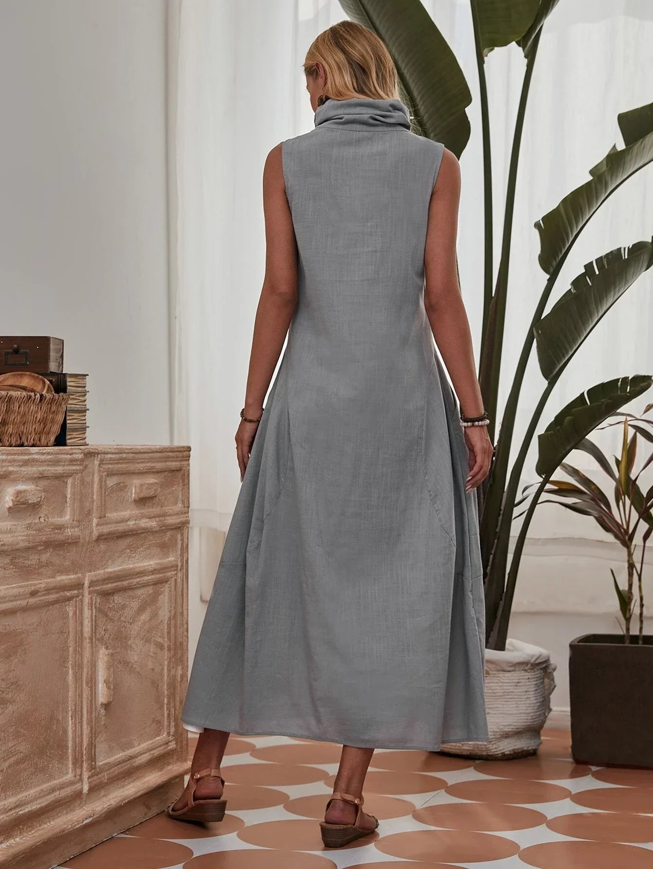 Casual Slant Pocket Tunic Dress