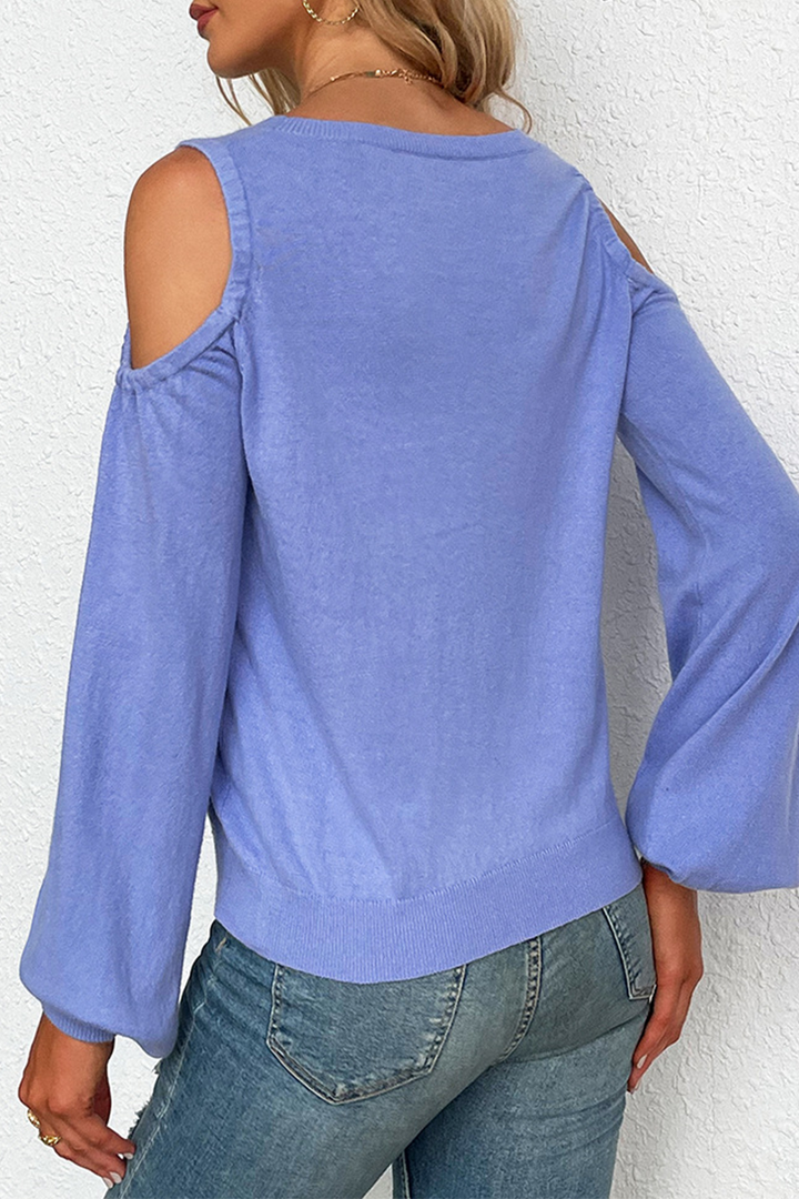 Casual Solid Hollowed Out O Neck Tops Sweater