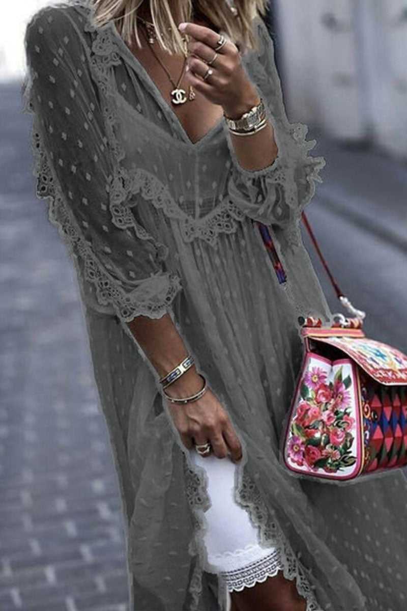 Fashion Casual Solid See-through V Neck Princess Dresses（Without strapï¼?4 Colors)