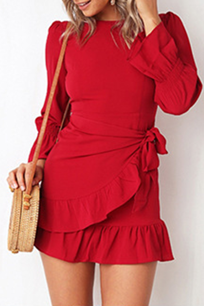 Casual Solid Split Joint O Neck Trumpet Mermaid Dresses