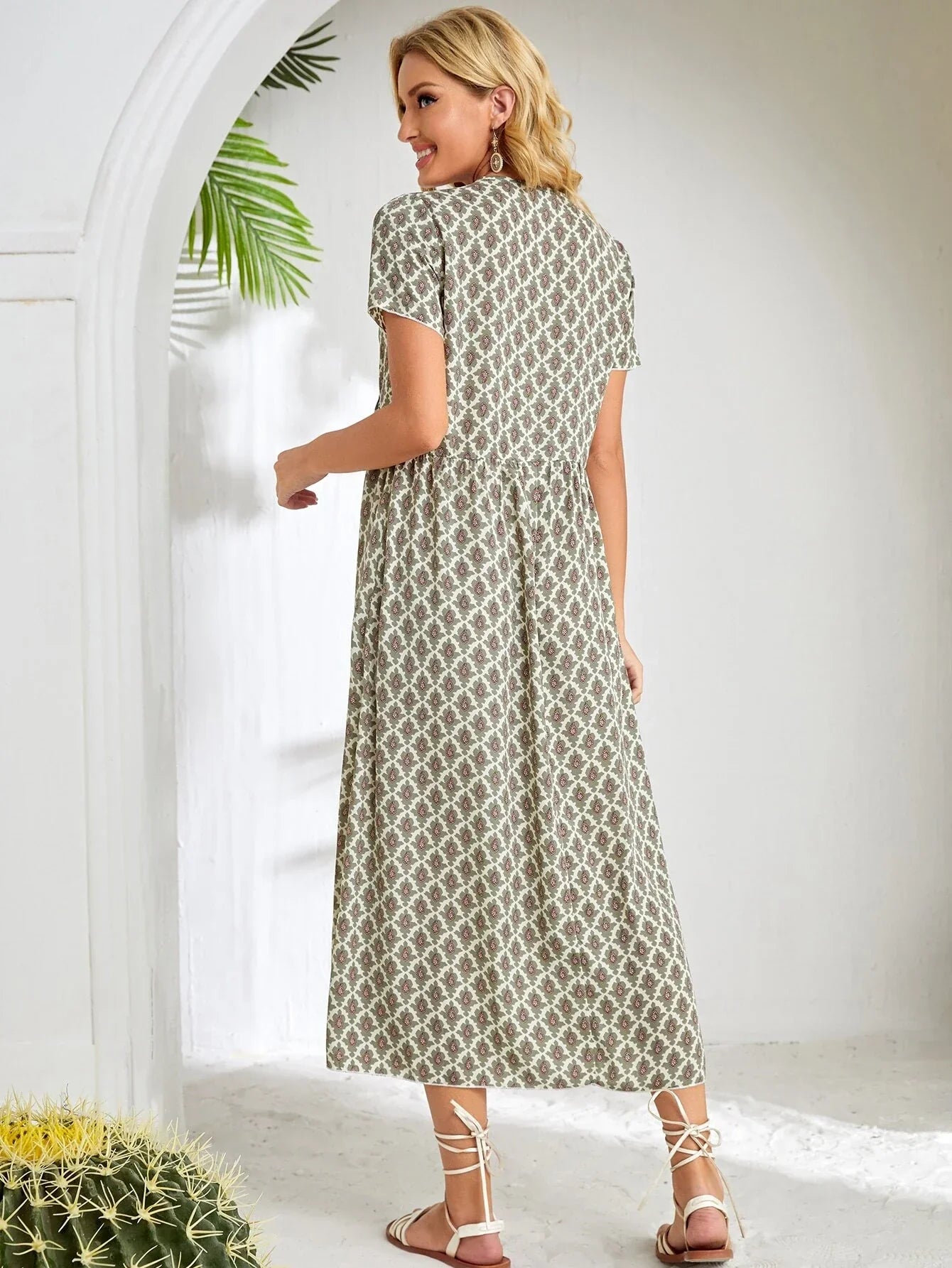CasualPrint Fold Pleated Dress