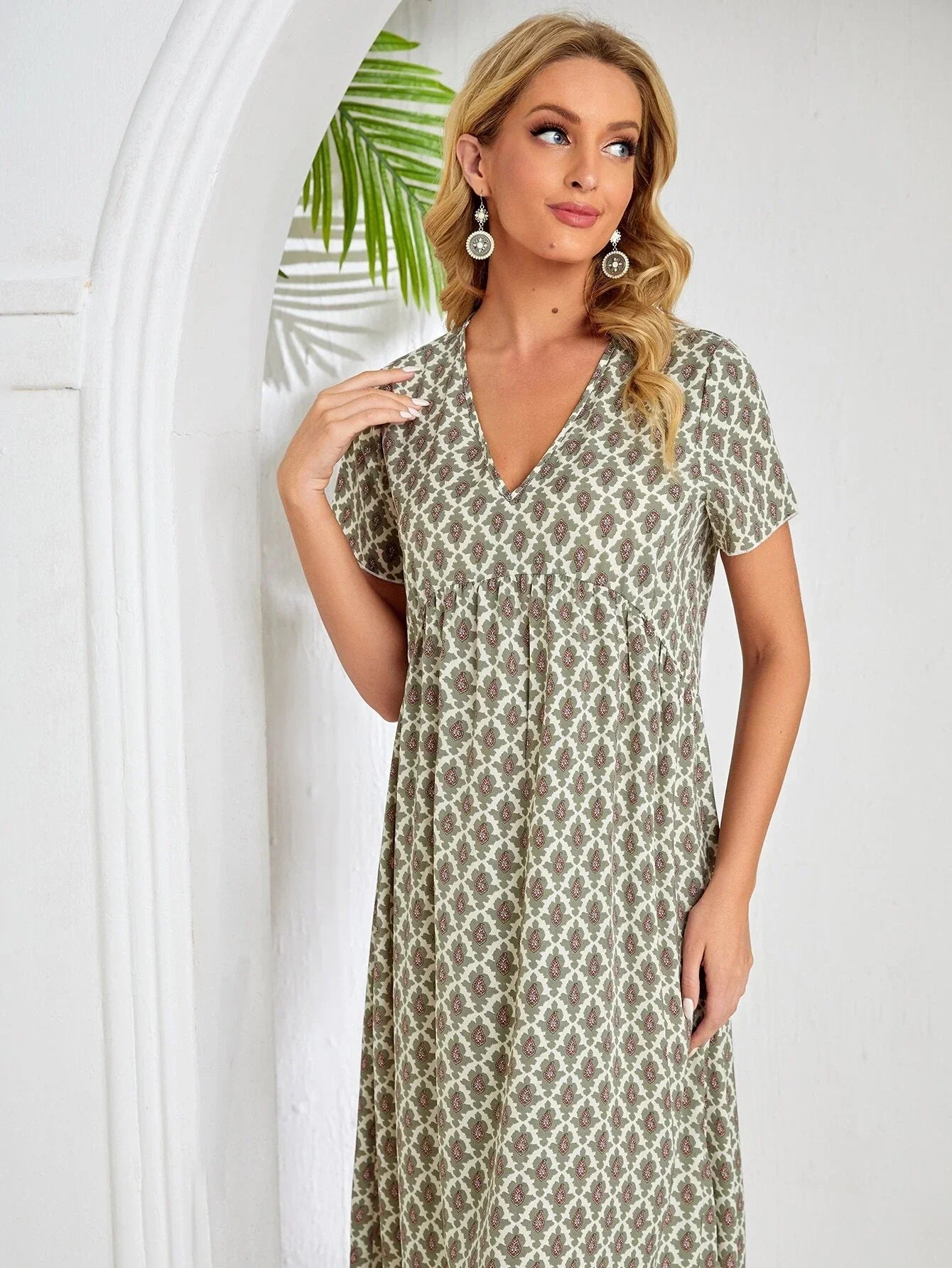 CasualPrint Fold Pleated Dress