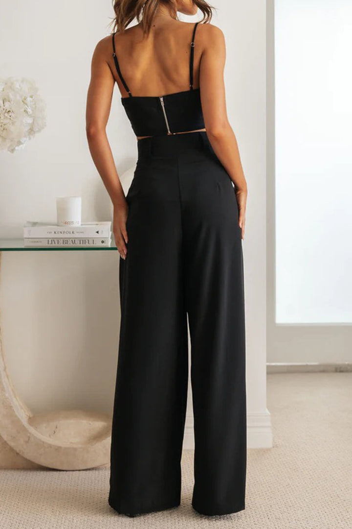 Sexy Solid Pocket Fold Strapless Sleeveless Two Pieces