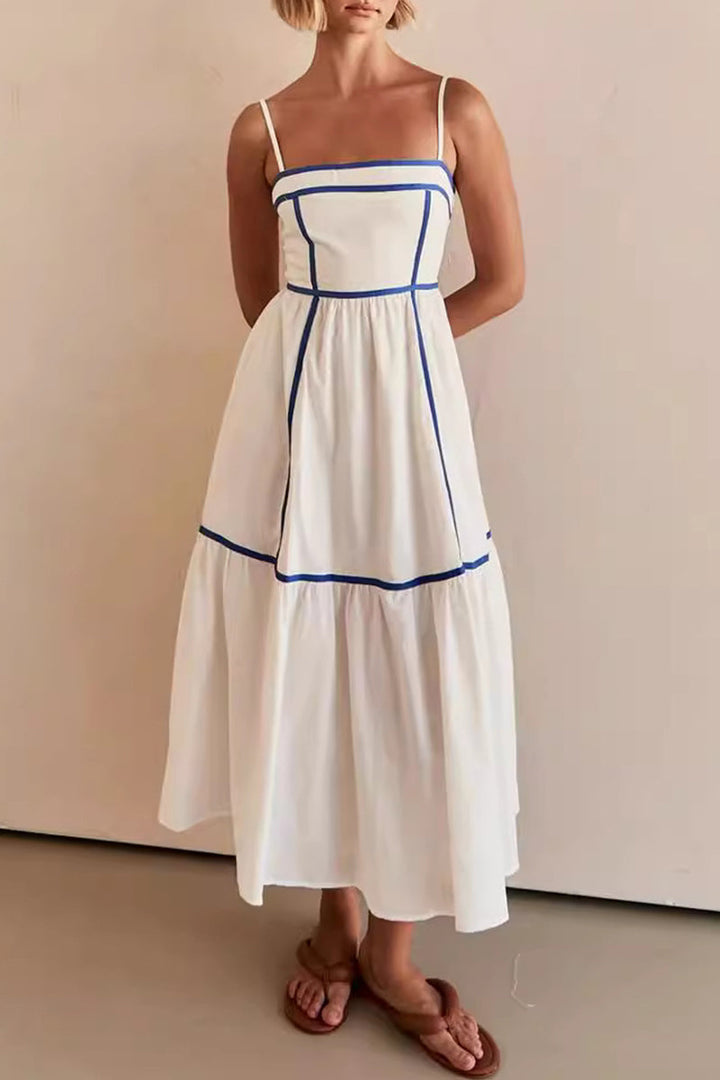 Casual Ripple Patchwork Contrast Sling Dresses
